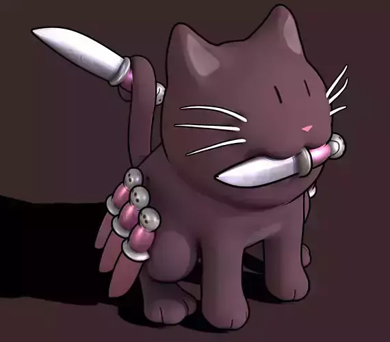Cute Cat with knives