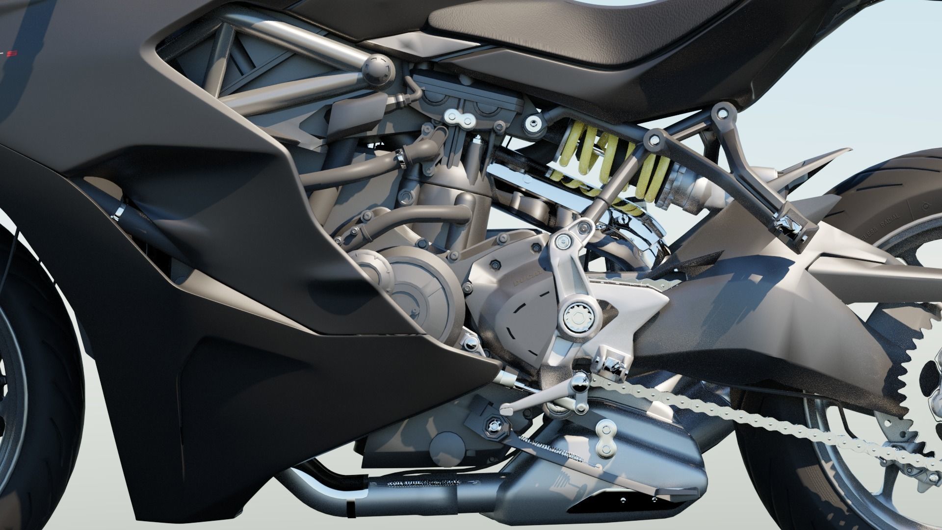 Motorcycle low poly 3d model Low-poly 3D model_13