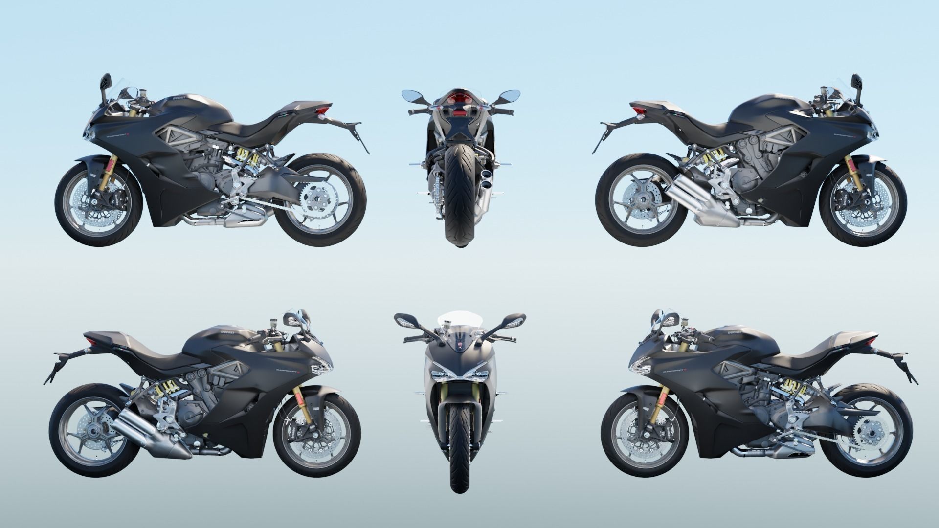 Motorcycle low poly 3d model Low-poly 3D model_12