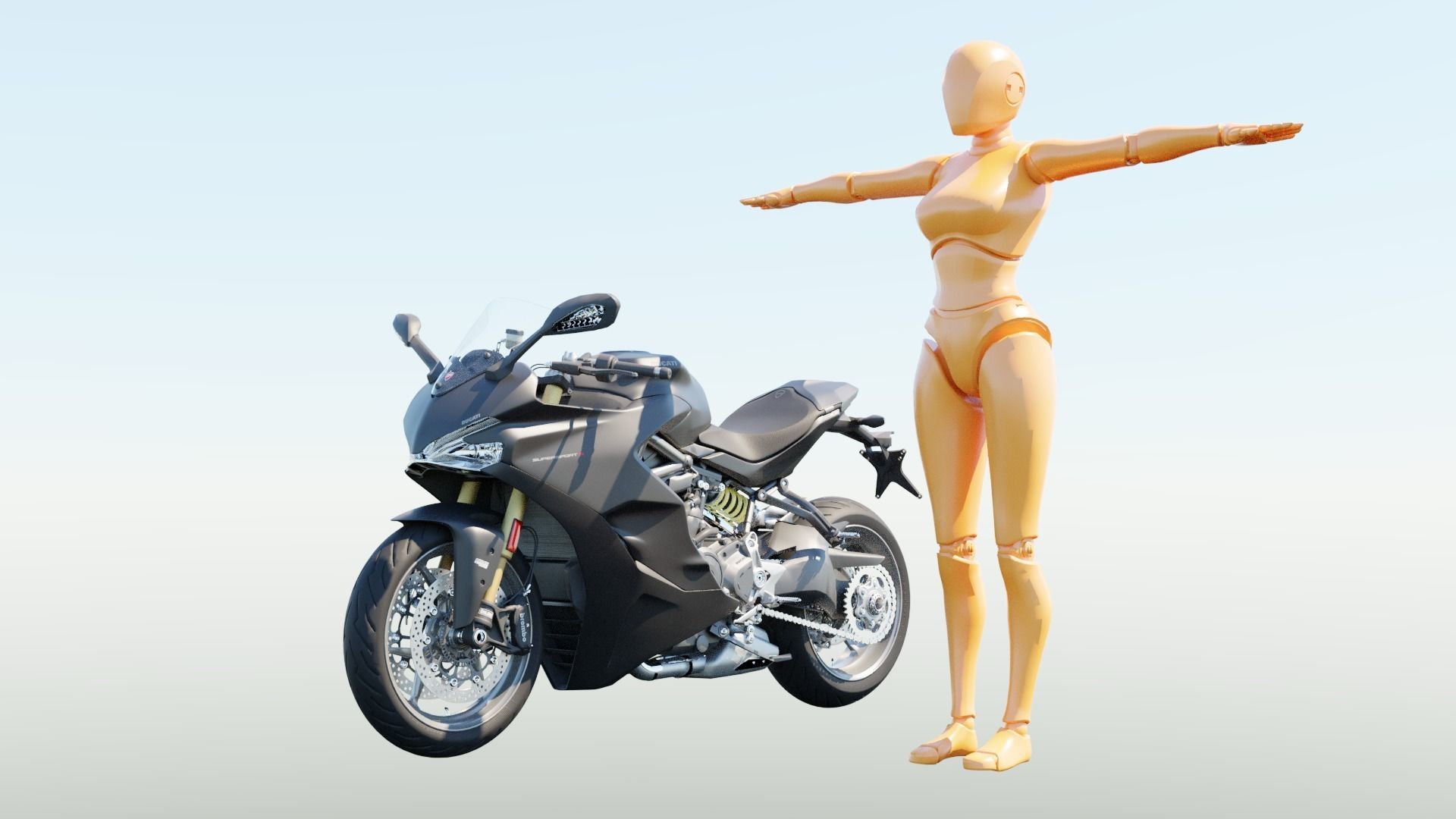 Motorcycle low poly 3d model Low-poly 3D model_3