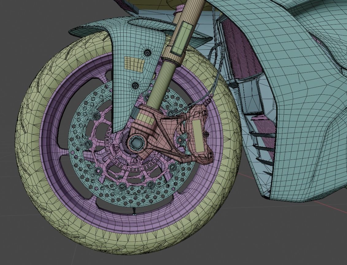 Motorcycle low poly 3d model Low-poly 3D model_19