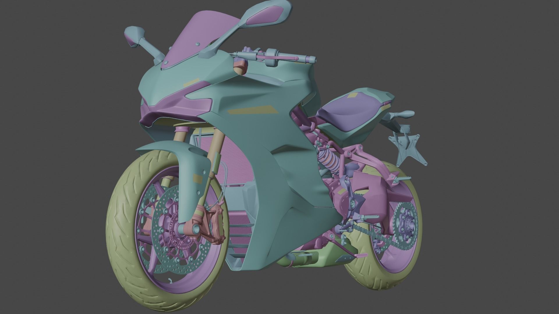 Motorcycle low poly 3d model Low-poly 3D model_18