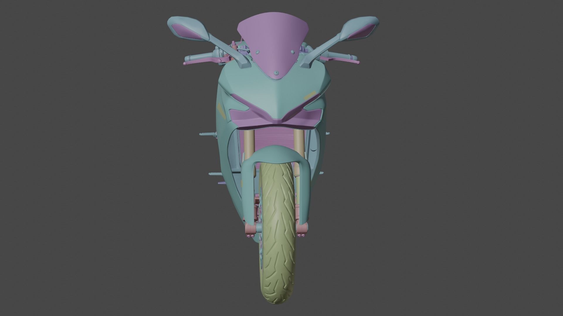 Motorcycle low poly 3d model Low-poly 3D model_21