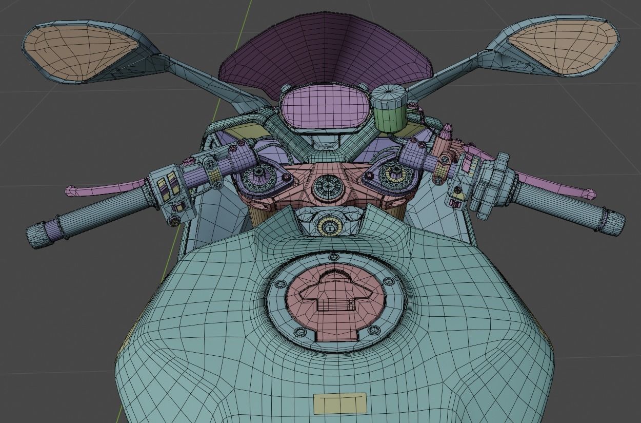 Motorcycle low poly 3d model Low-poly 3D model_17