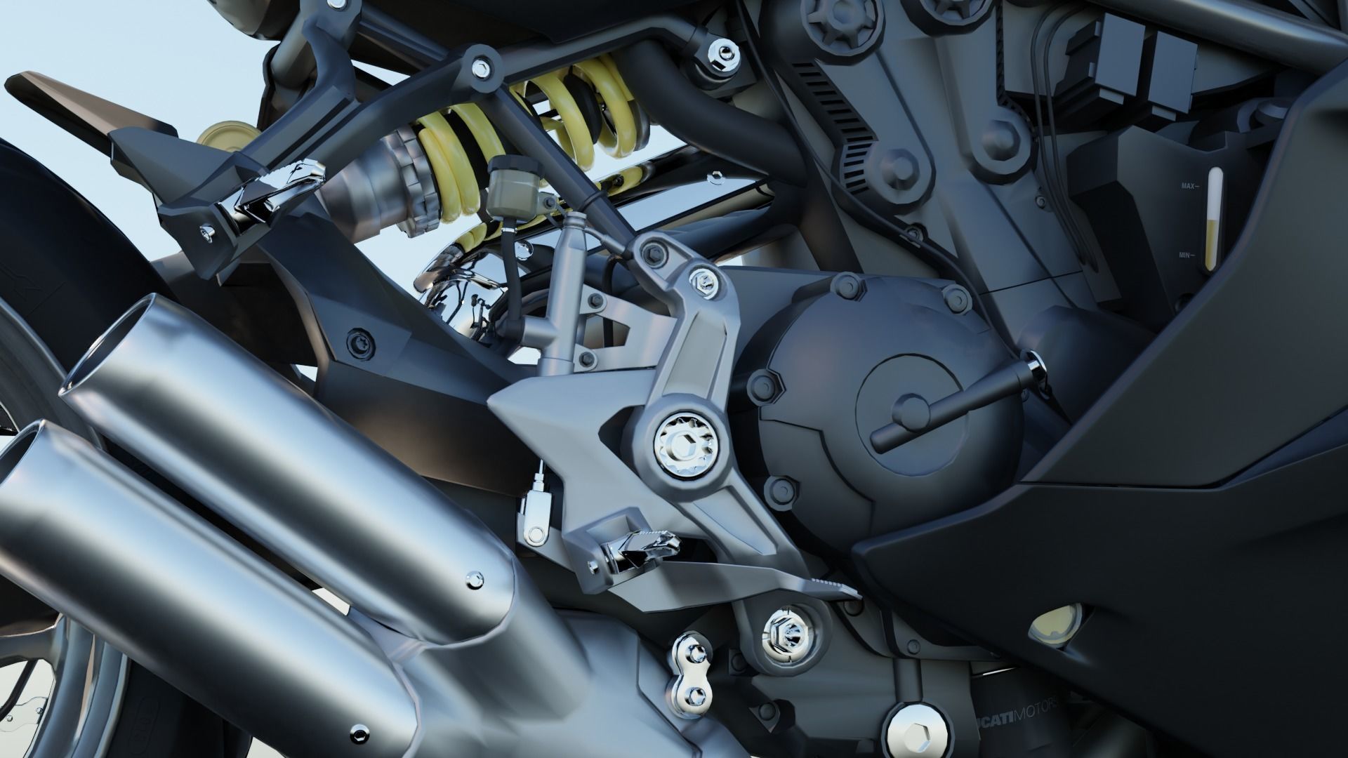 Motorcycle low poly 3d model Low-poly 3D model_9