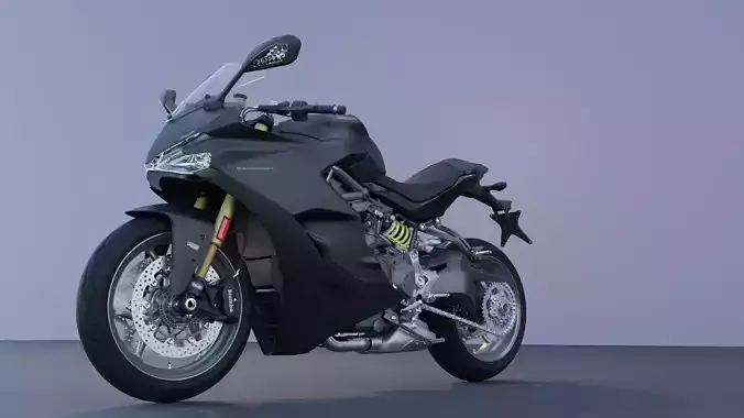 Motorcycle low poly 3d model Low-poly 3D model