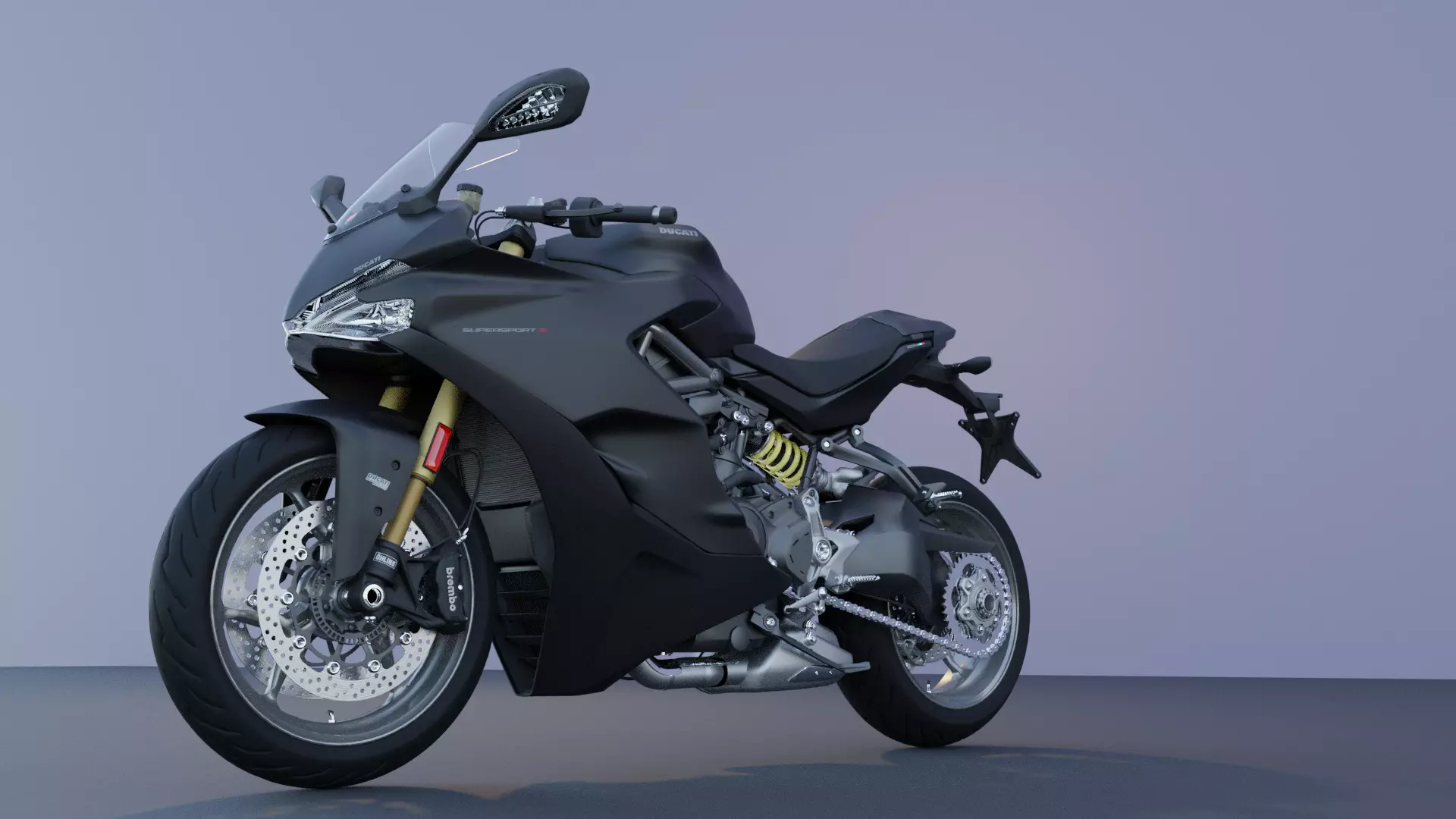 Motorcycle low poly 3d model Low-poly 3D model_0