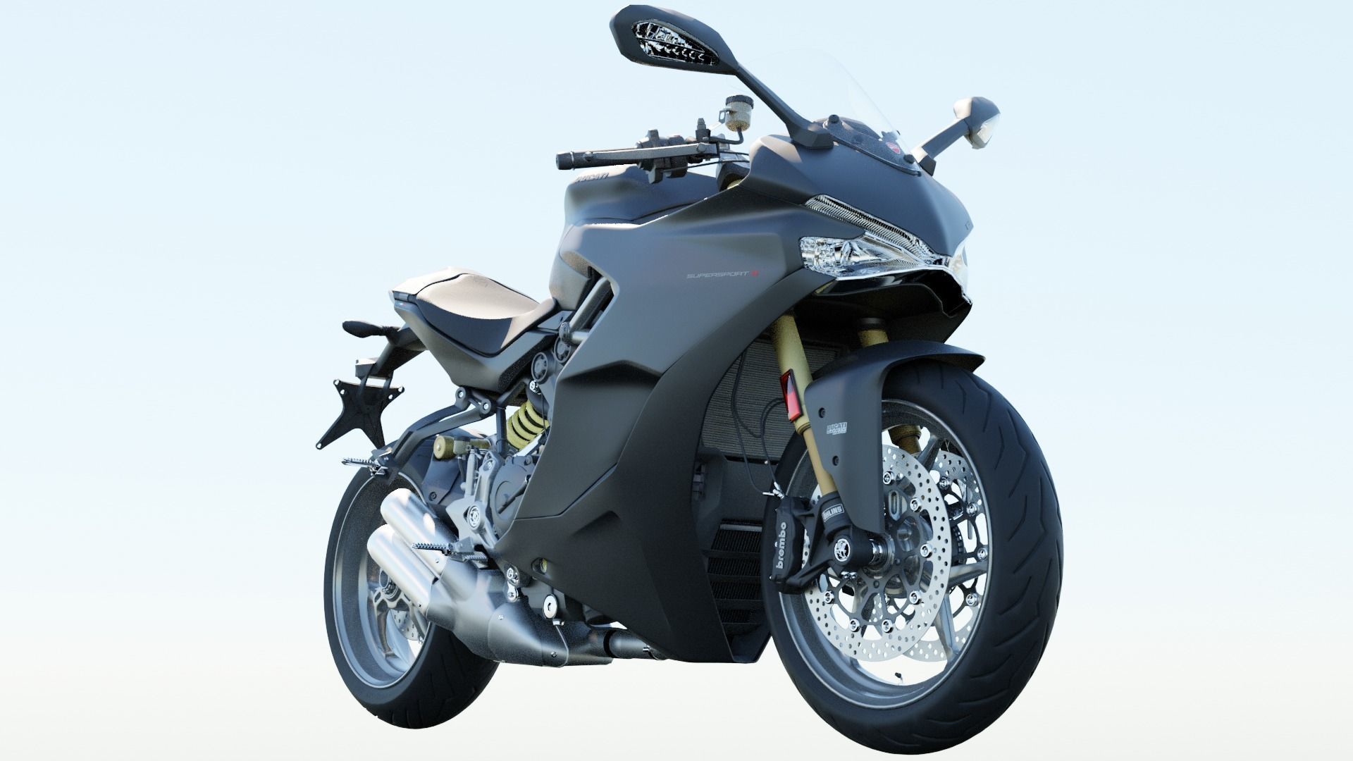 Motorcycle low poly 3d model Low-poly 3D model_1