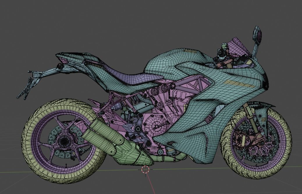 Motorcycle low poly 3d model Low-poly 3D model_16