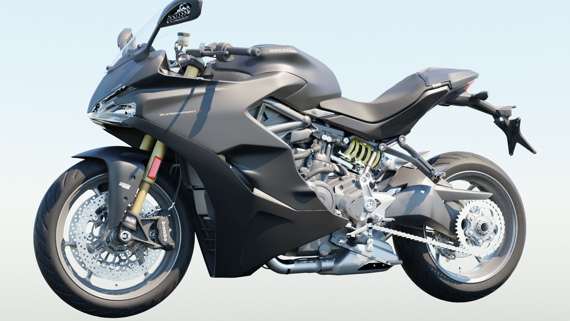 Motorcycle low poly 3d model Low-poly 3D model_2