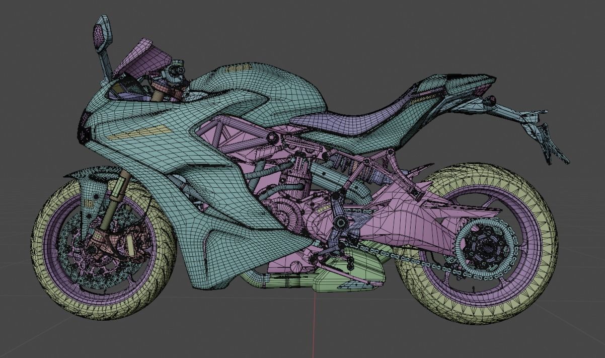 Motorcycle low poly 3d model Low-poly 3D model_15