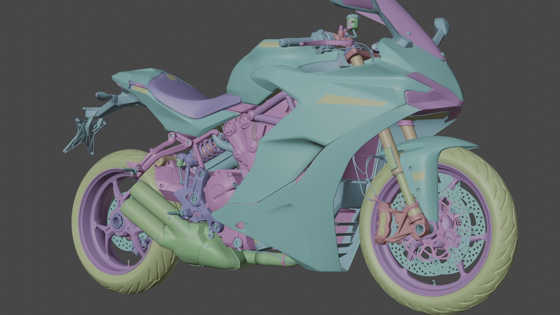 Motorcycle low poly 3d model Low-poly 3D model_22