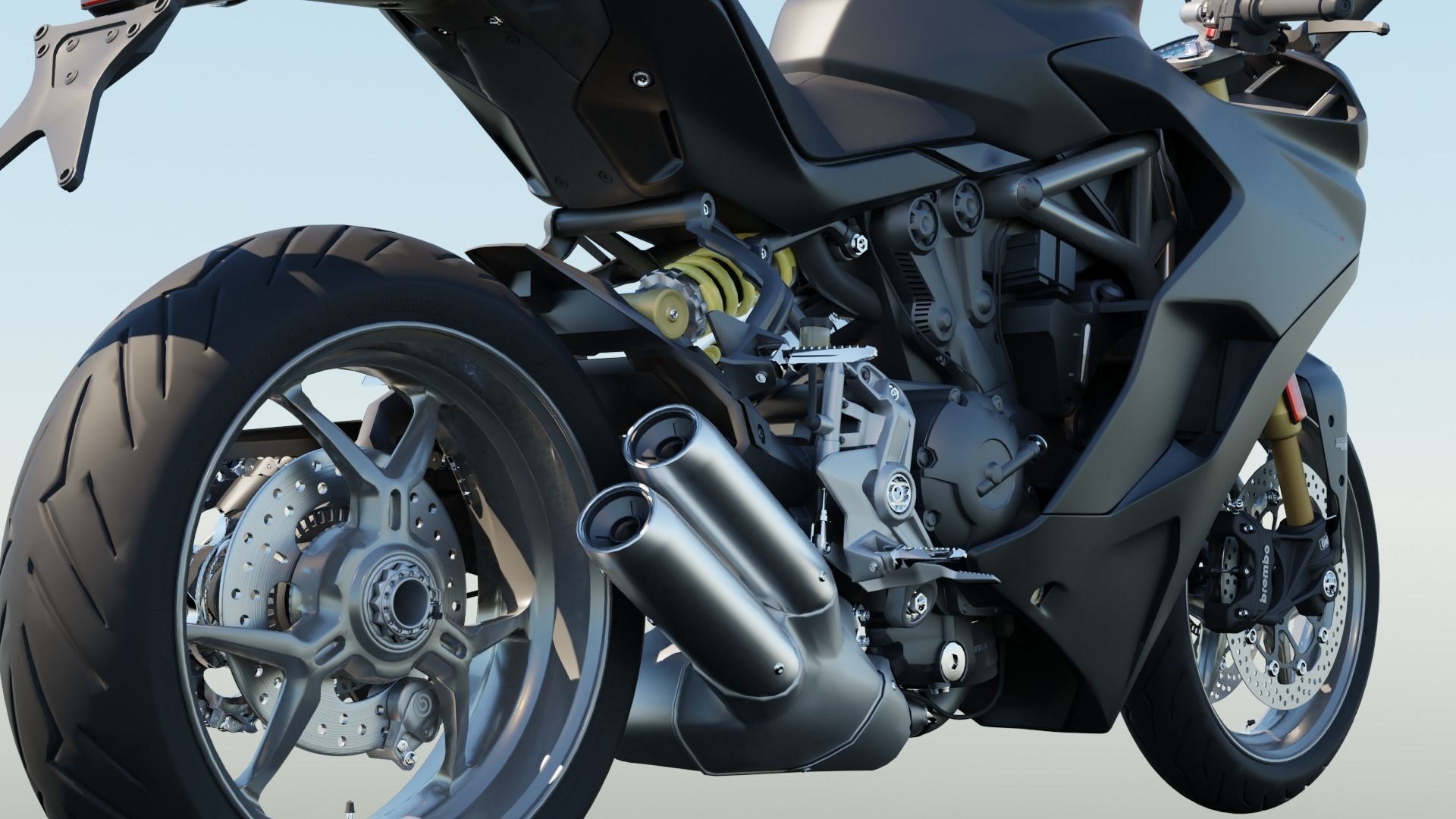 Motorcycle low poly 3d model Low-poly 3D model_6