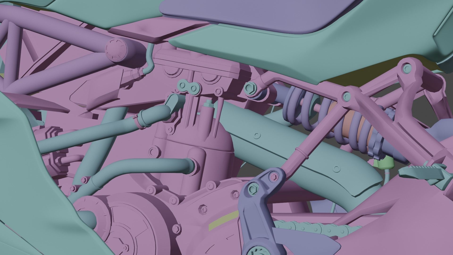 Motorcycle low poly 3d model Low-poly 3D model_20