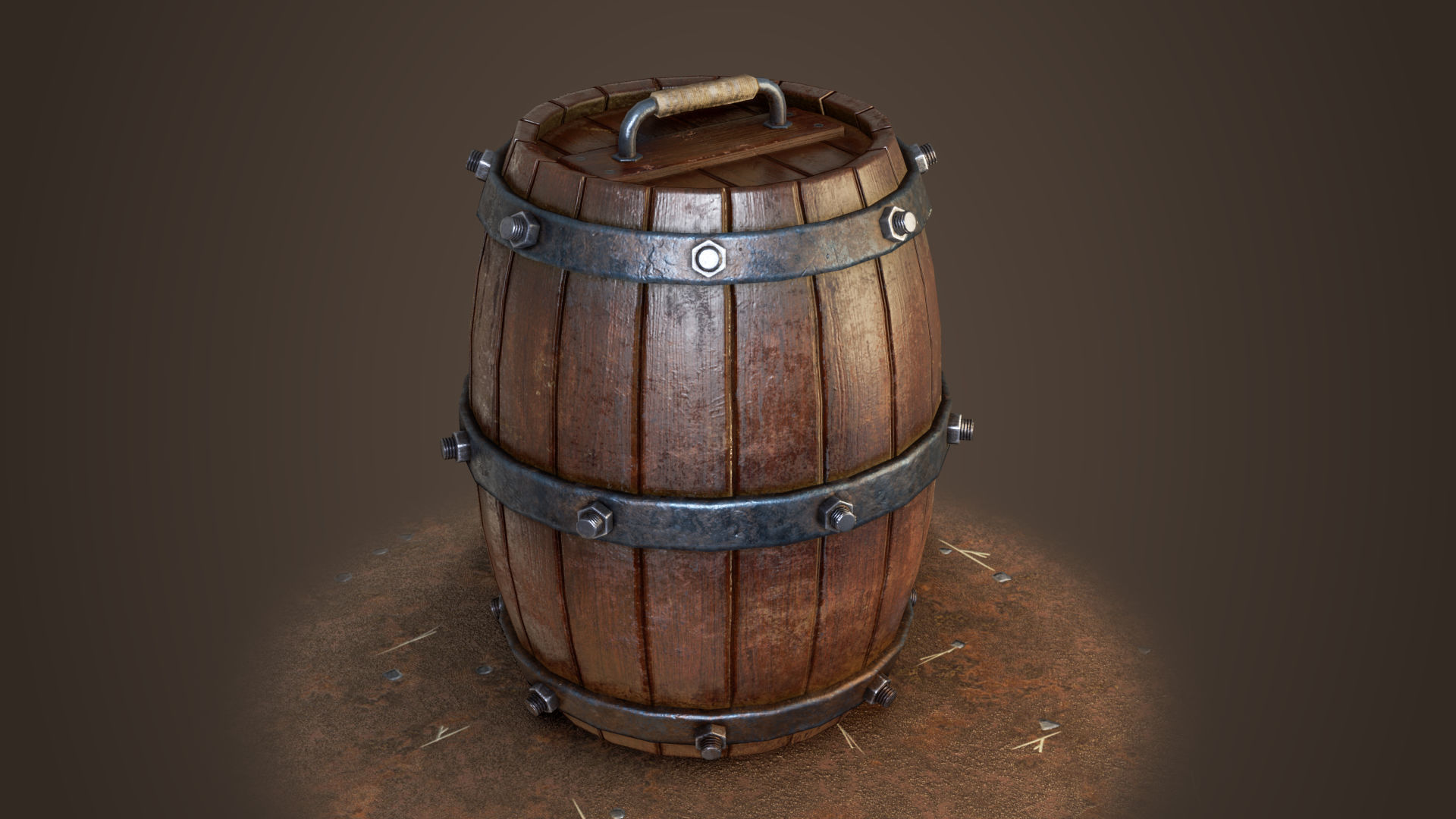 Unusual barrel Low-poly 3D model_1