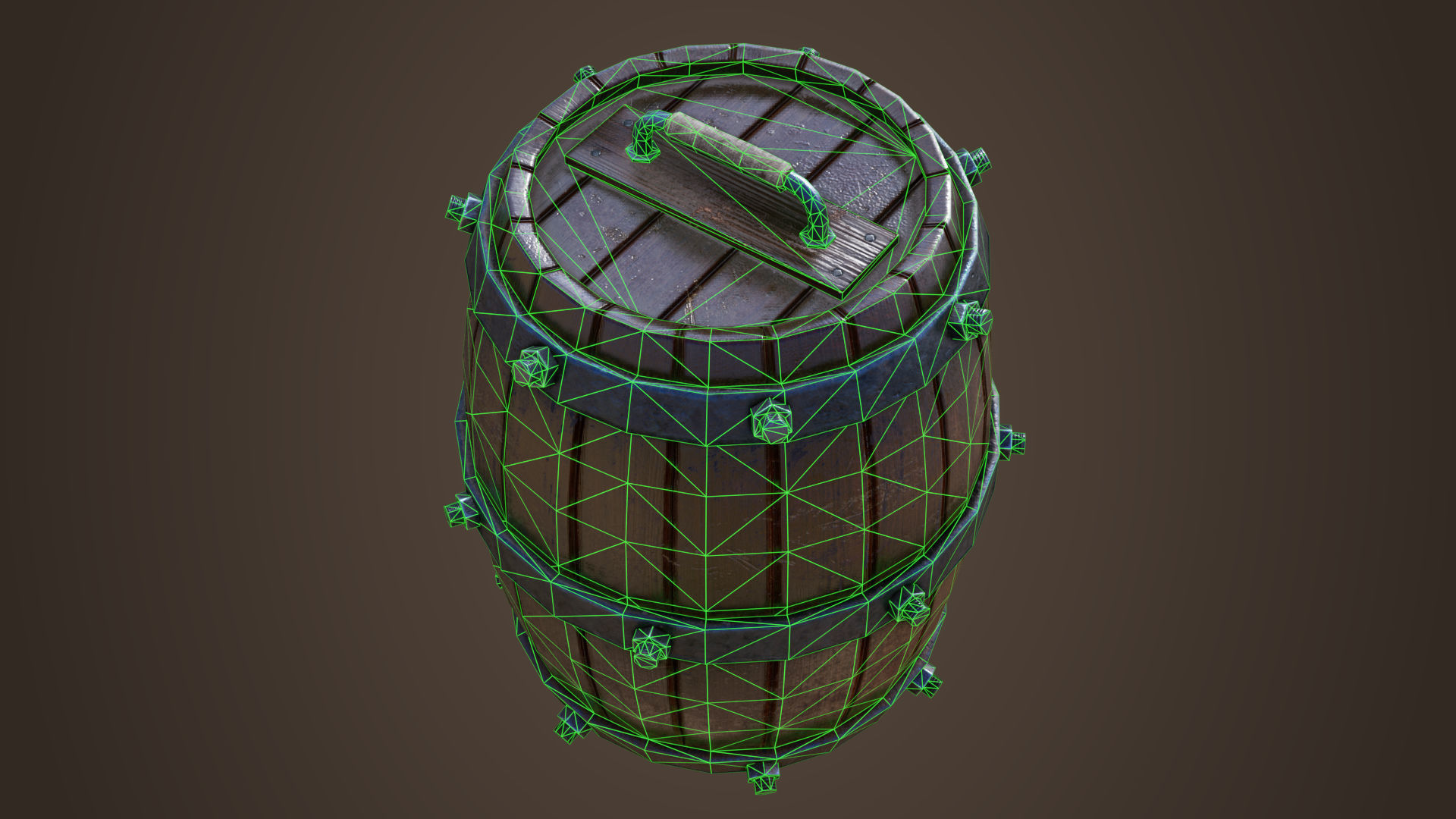 Unusual barrel Low-poly 3D model_9