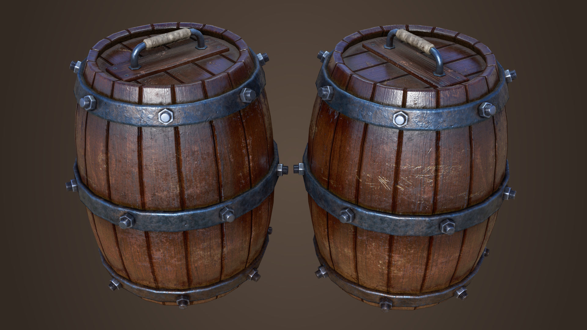 Unusual barrel Low-poly 3D model_4