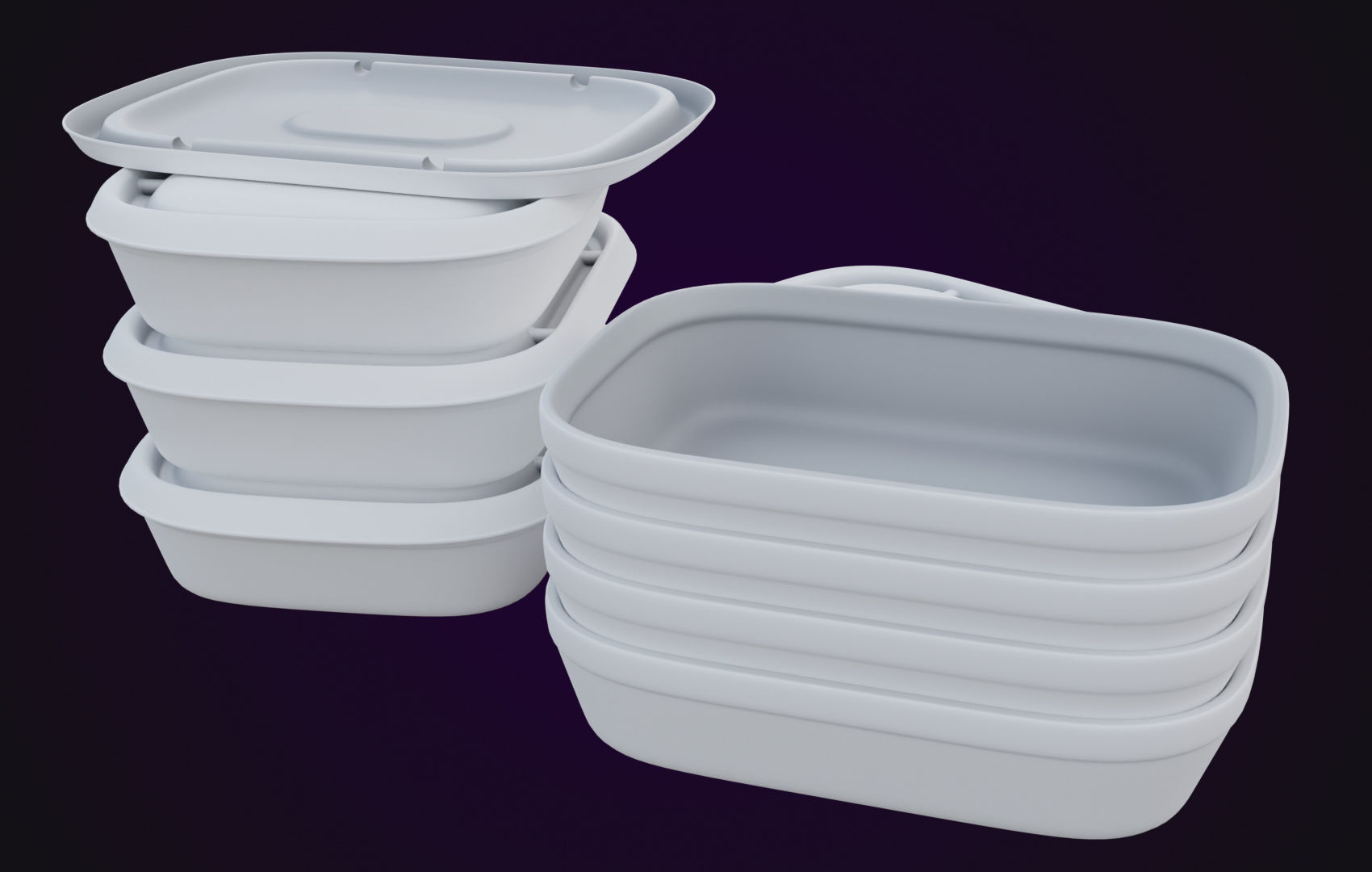 Round Food Cardboard Container - Disposable 3D model_7