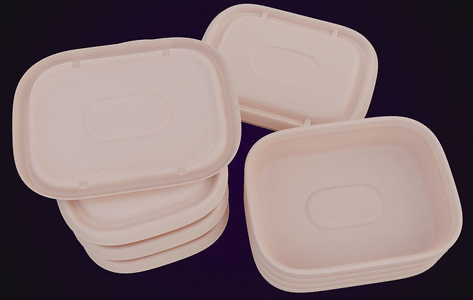 Round Food Cardboard Container - Disposable 3D model 5