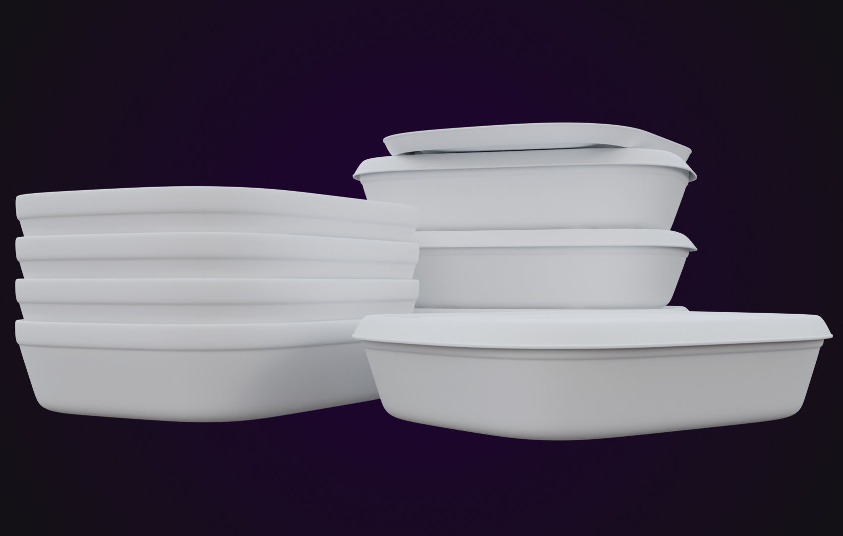 Round Food Cardboard Container - Disposable 3D model_11