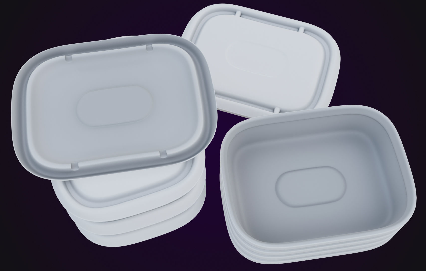 Round Food Cardboard Container - Disposable 3D model_33