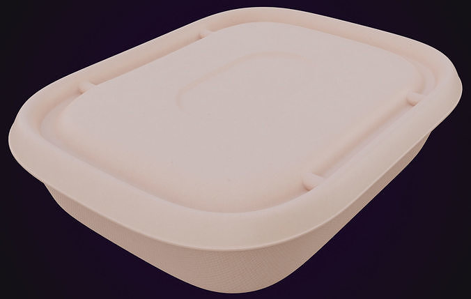 Round Food Cardboard Container - Disposable 3D model 4