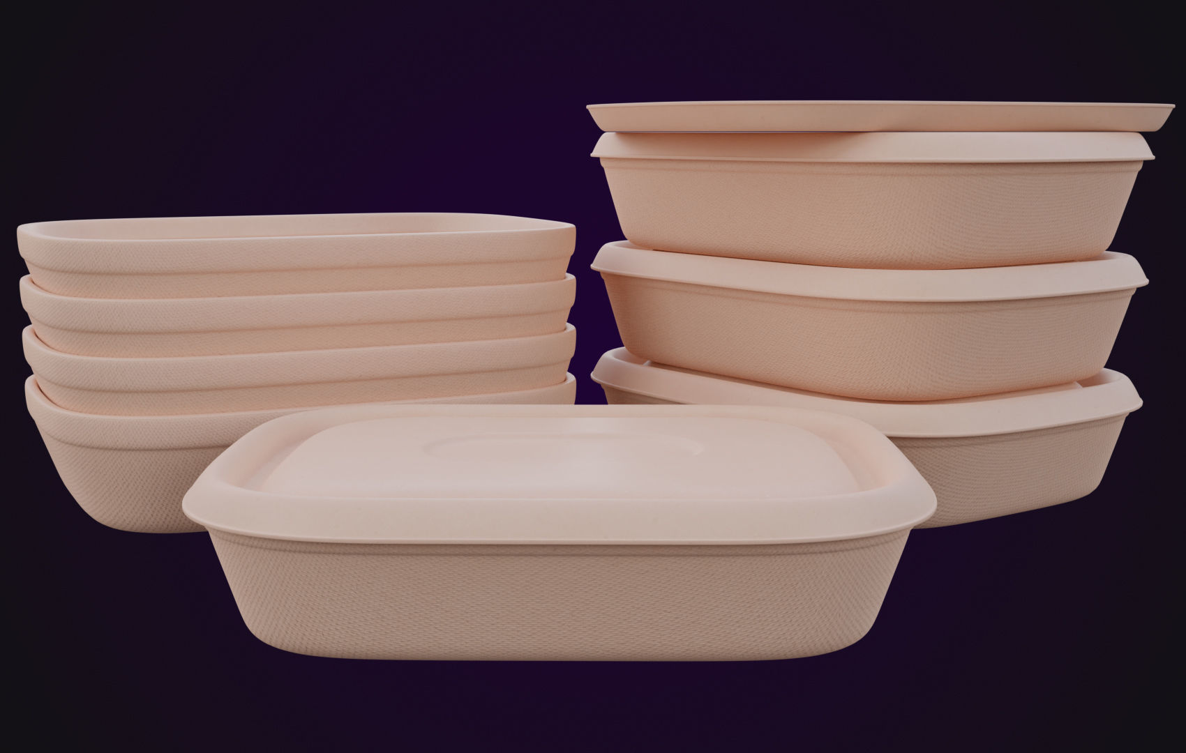 Round Food Cardboard Container - Disposable 3D model_6