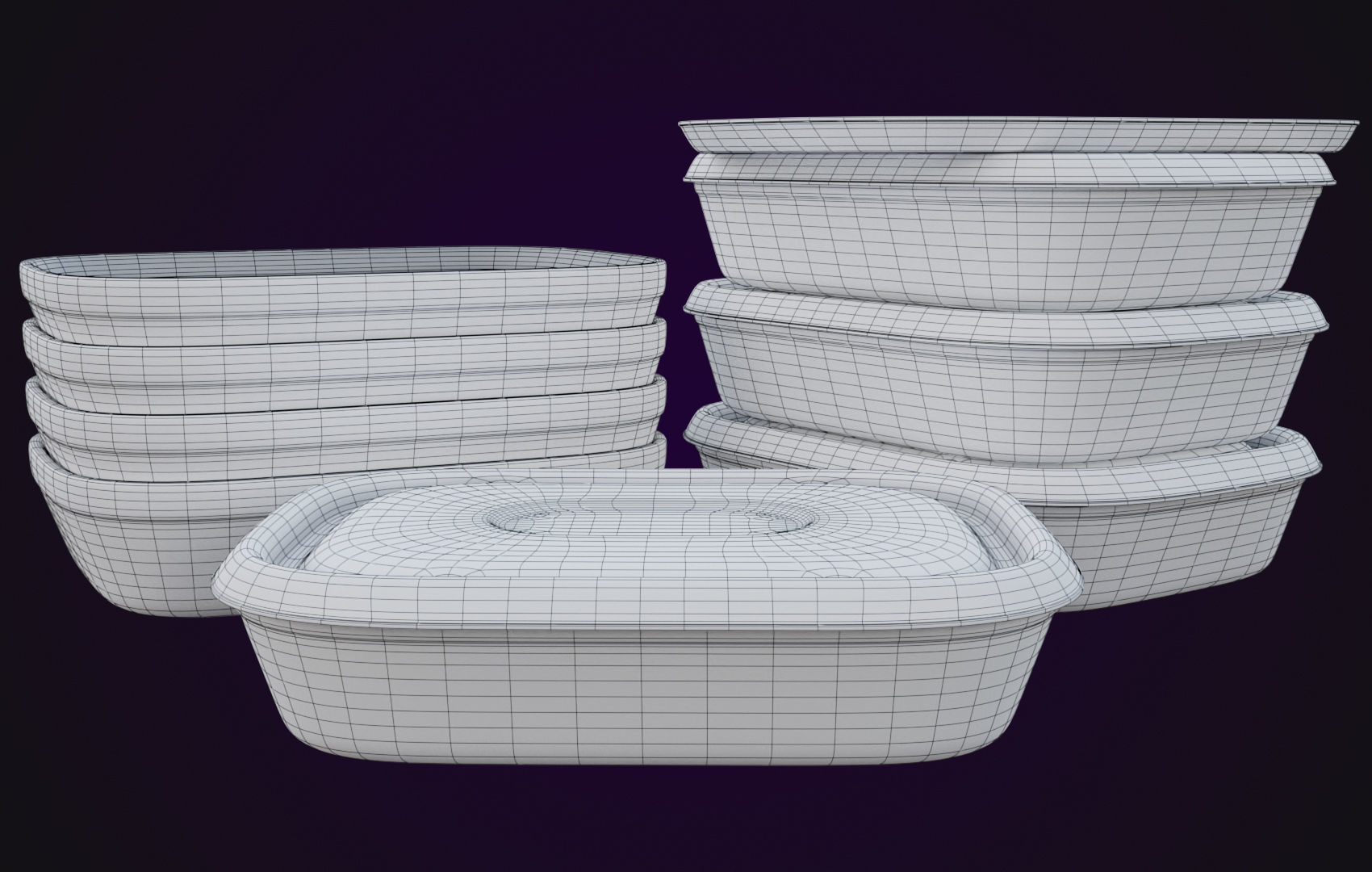 Round Food Cardboard Container - Disposable 3D model_12