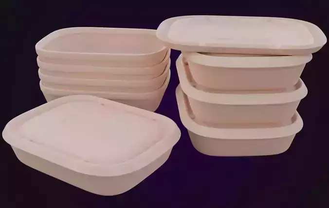 Round Food Cardboard Container - Disposable 3D model