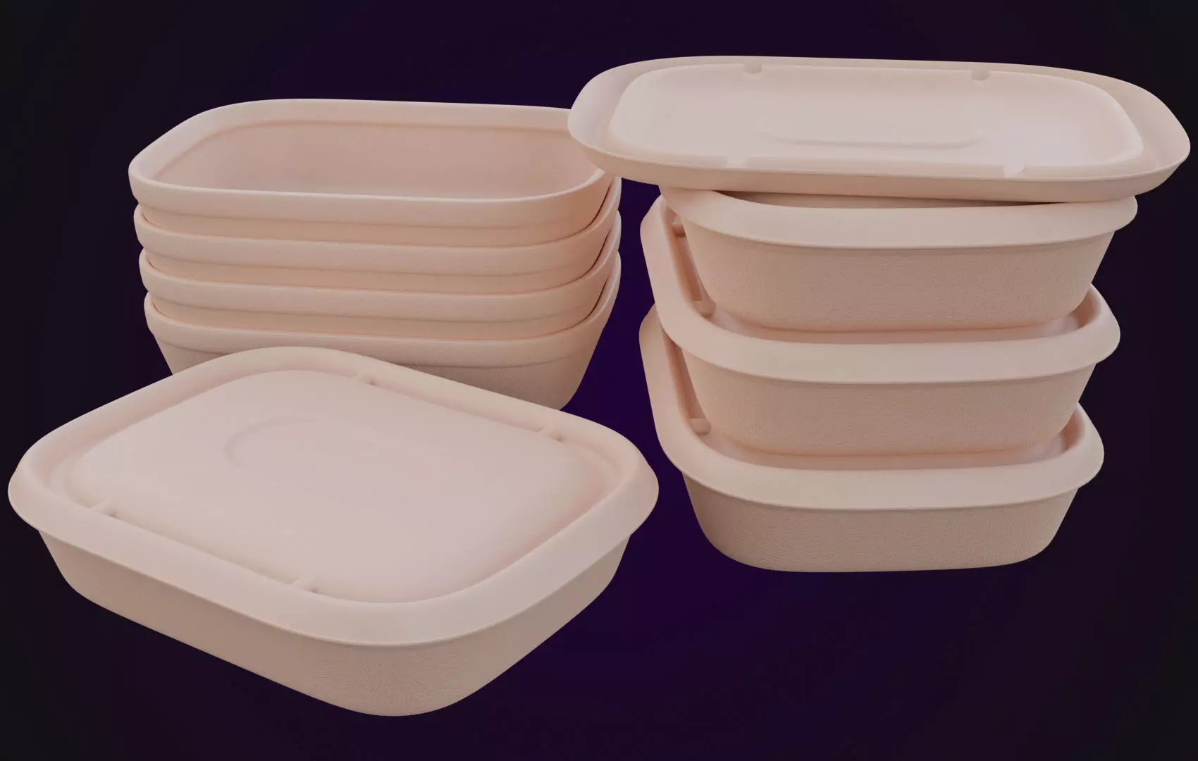Round Food Cardboard Container - Disposable 3D model_0