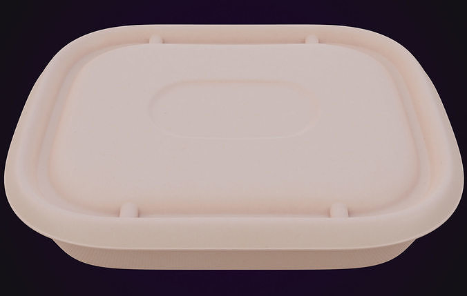 Round Food Cardboard Container - Disposable 3D model 2