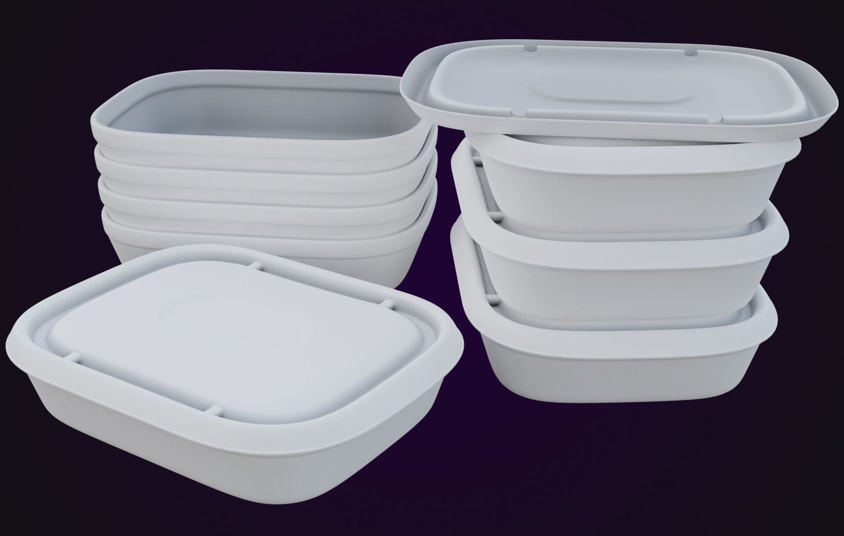 Round Food Cardboard Container - Disposable 3D model_24