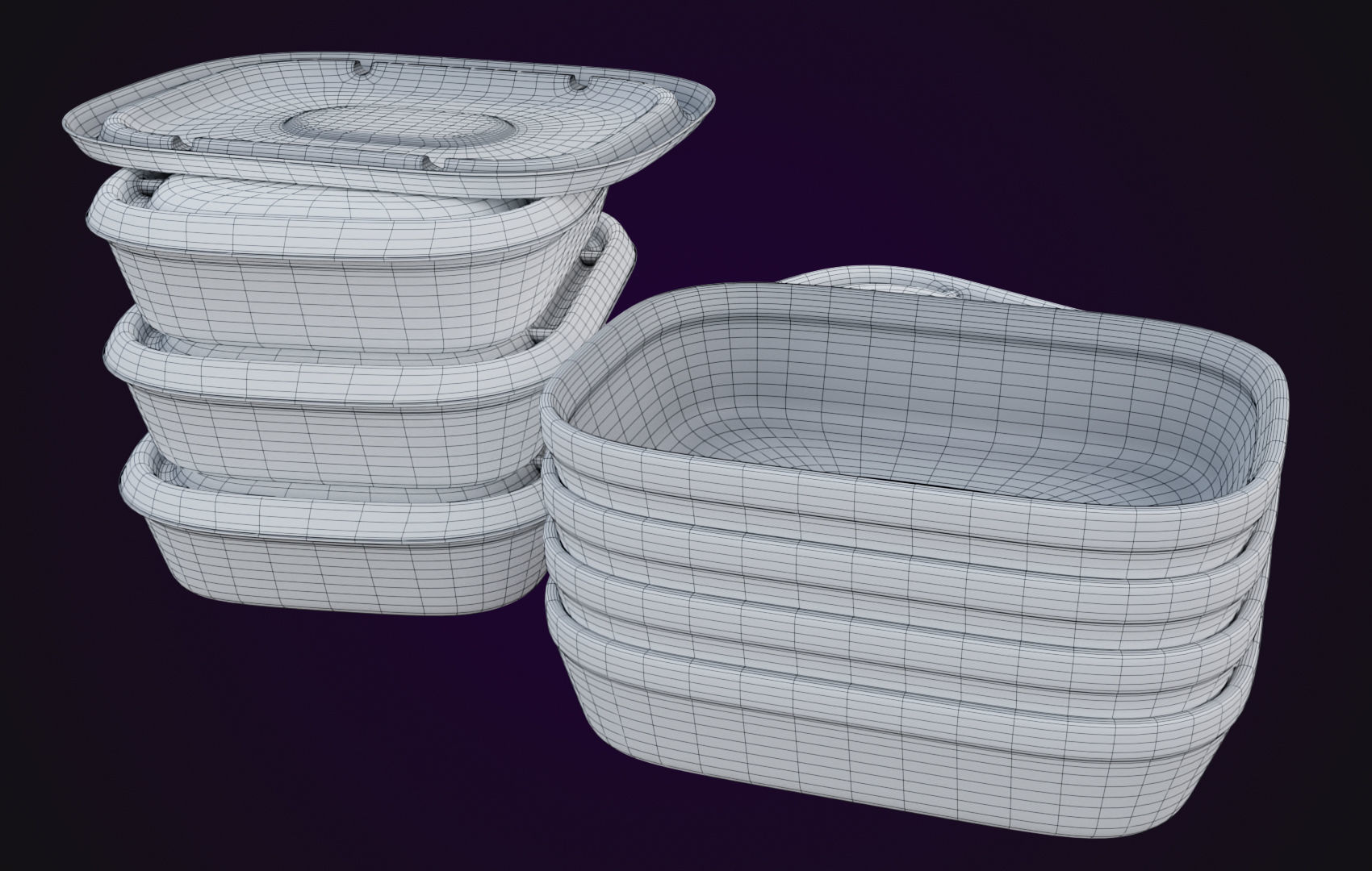 Round Food Cardboard Container - Disposable 3D model_8