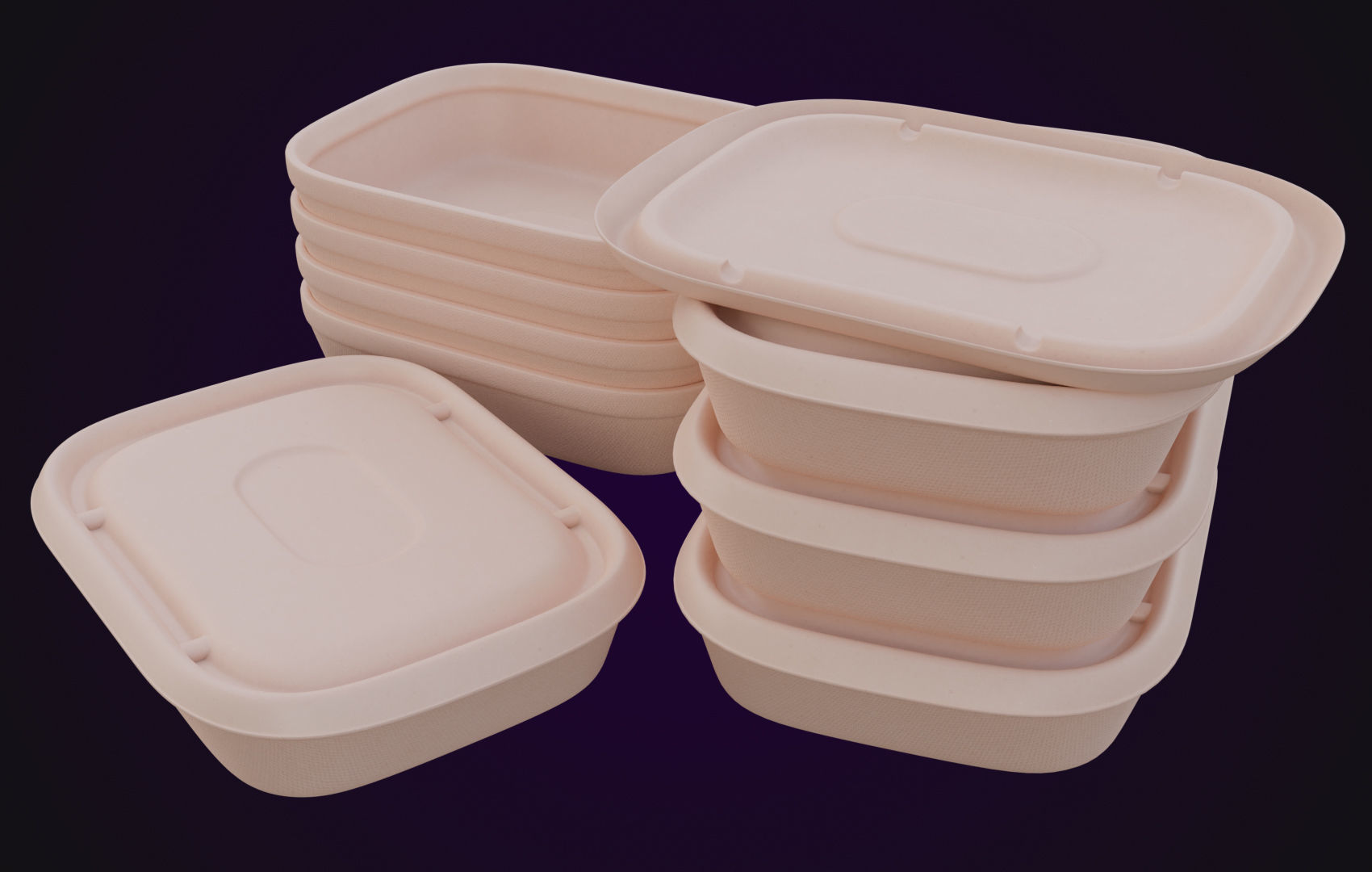Round Food Cardboard Container - Disposable 3D model_2