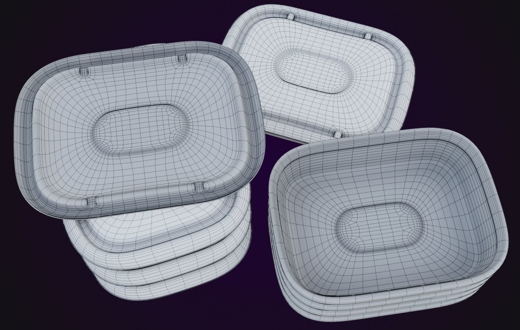 Round Food Cardboard Container - Disposable 3D model_22