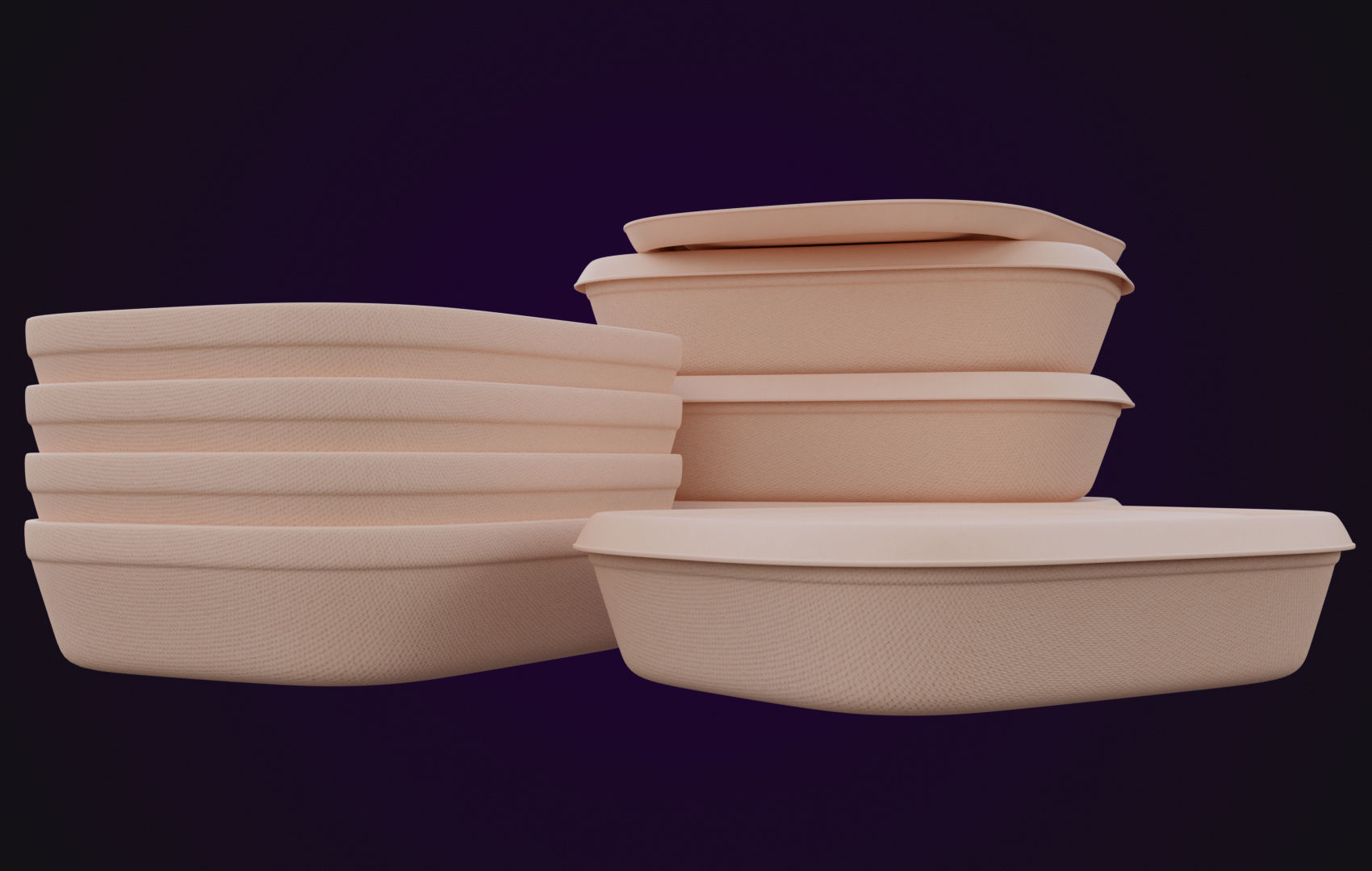 Round Food Cardboard Container - Disposable 3D model_14