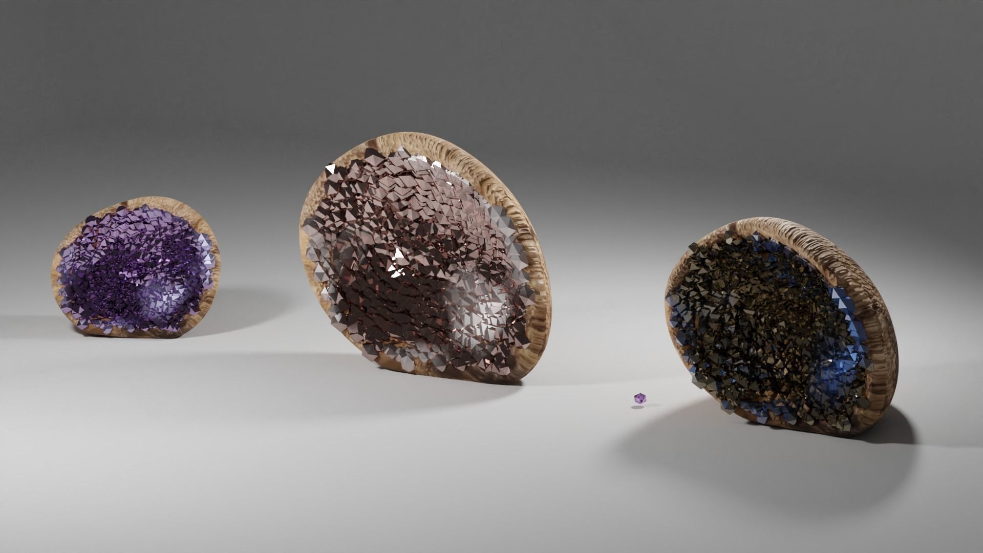 Geode Set amethyst stone Free 3D model_5
