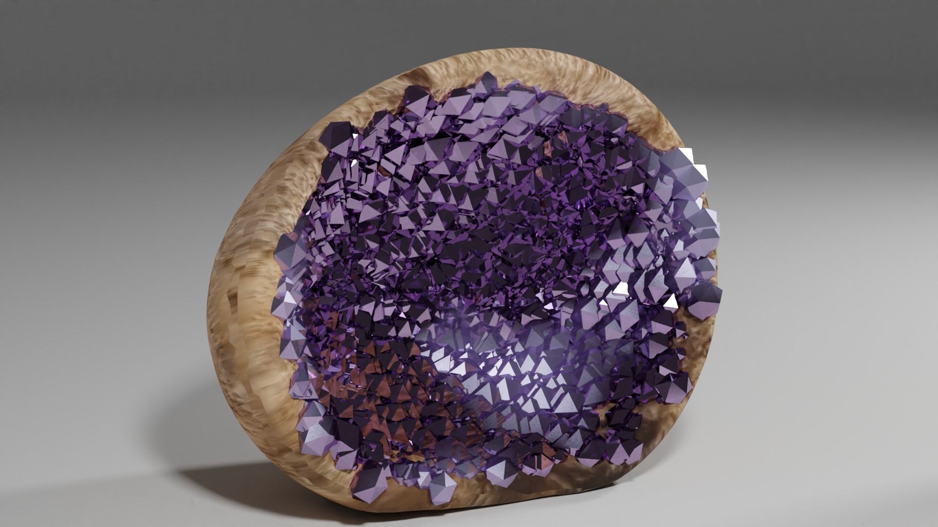 Geode Set amethyst stone Free 3D model_2