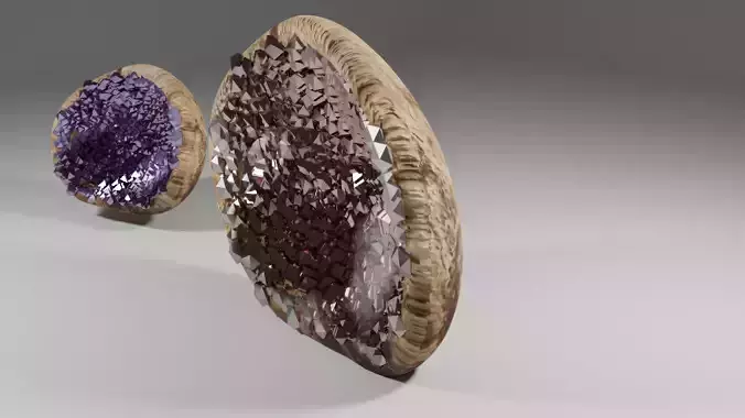 Geode Set amethyst stone Free 3D model