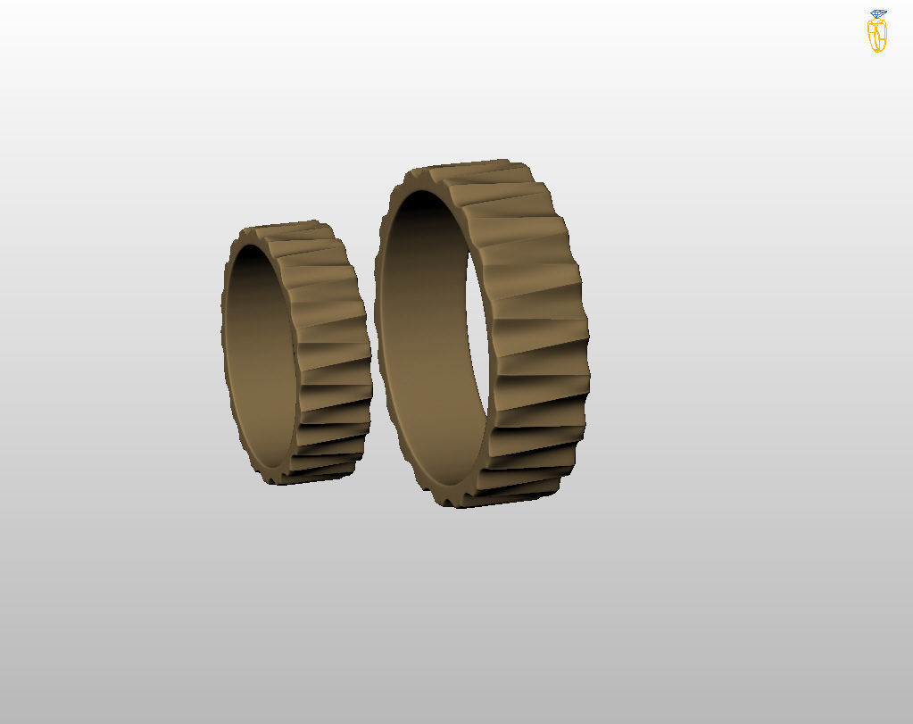 Wedding rings with ribs wave 3D print model_19