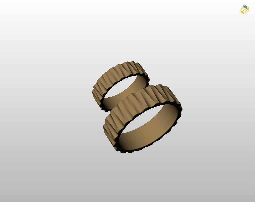 Wedding rings with ribs wave 3D print model_15