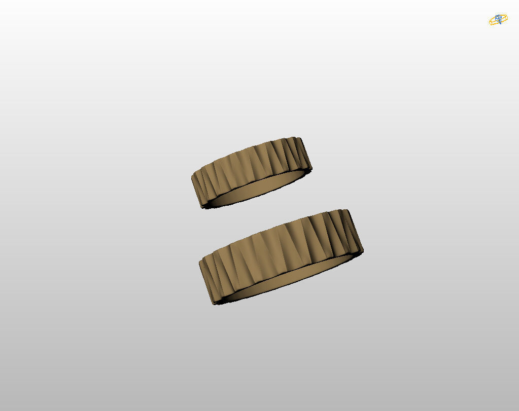 Wedding rings with ribs wave 3D print model_11