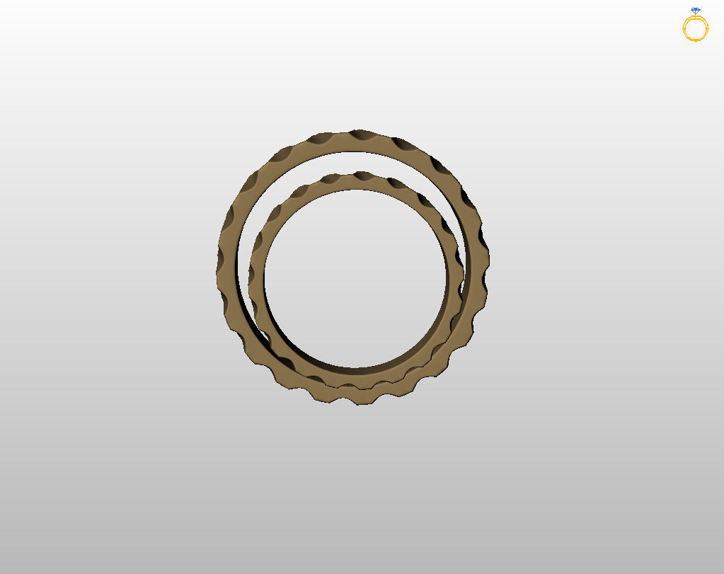 Wedding rings with ribs wave 3D print model_24
