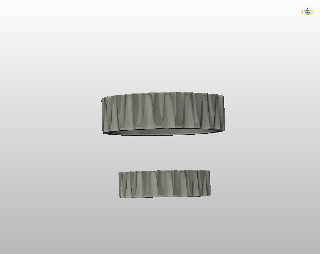 Wedding rings with ribs wave 3D print model_34