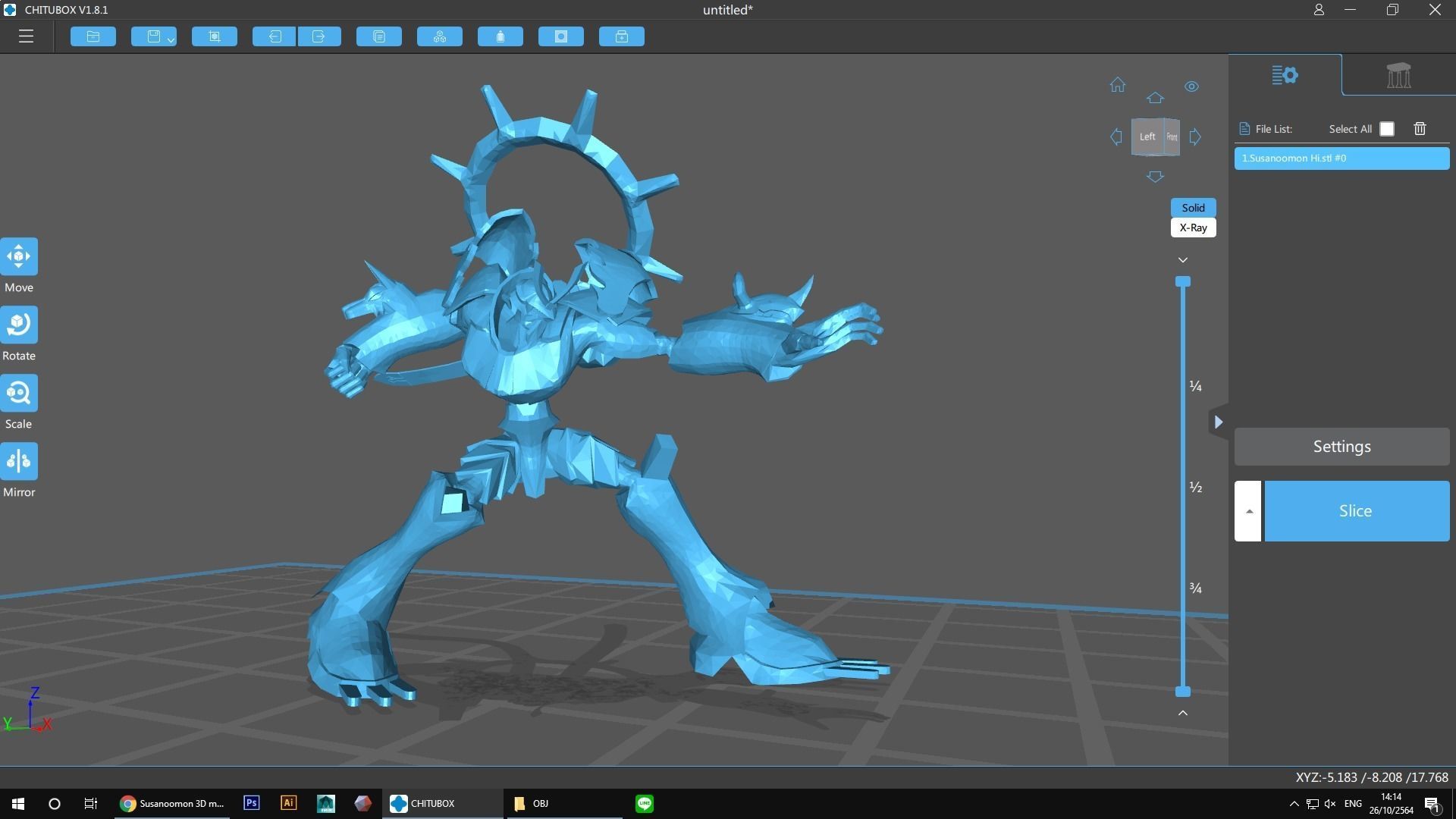 Susanoomon silver robot 3D print model_4