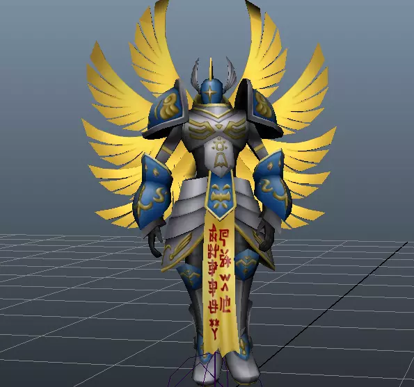 Seraphimon warrior with golden wings 3D print model_0