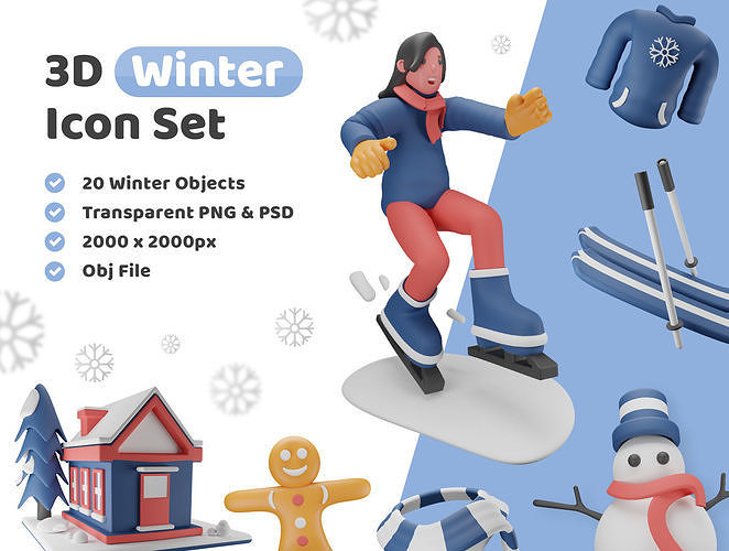 Winter Icon Pack Low-poly 3D model
