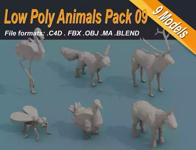 Low Poly 3d Art Animals Isometric Icon Pack 09