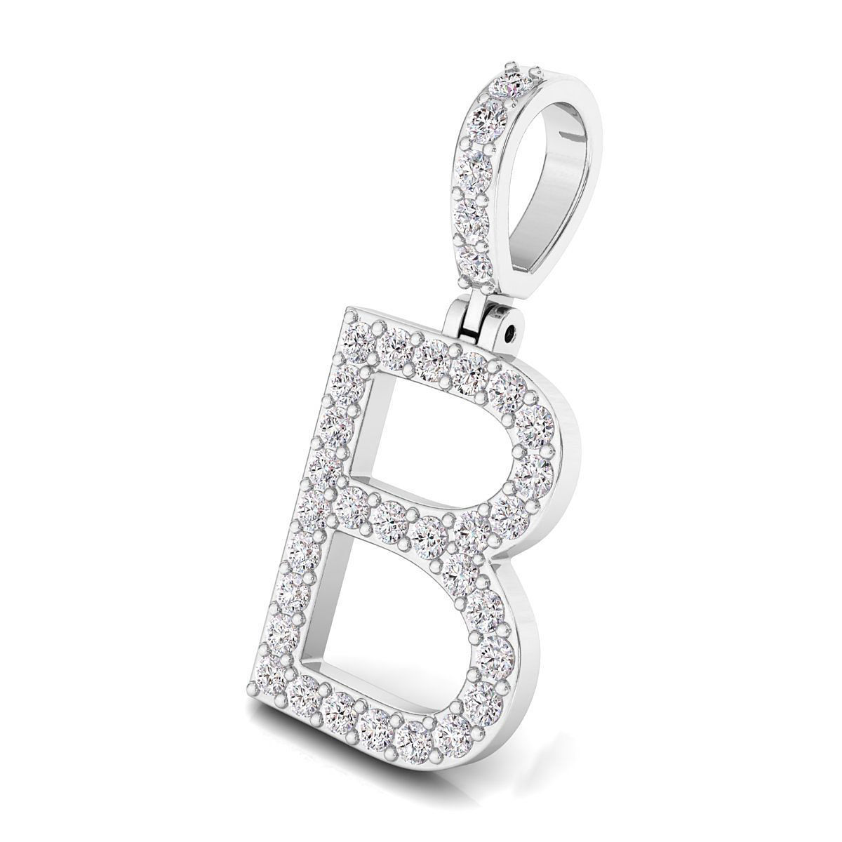 Alphabet B-letter single row pendant 3D print model_4