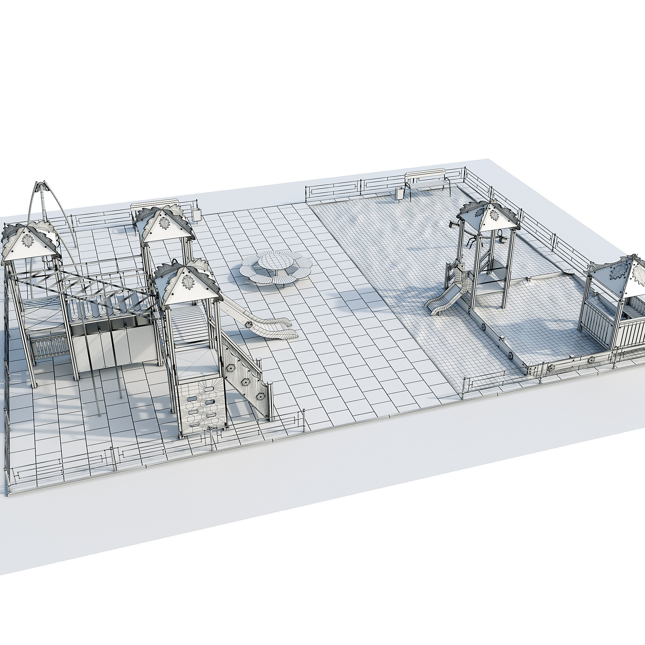 Playground with a large sandbox 3D model_24
